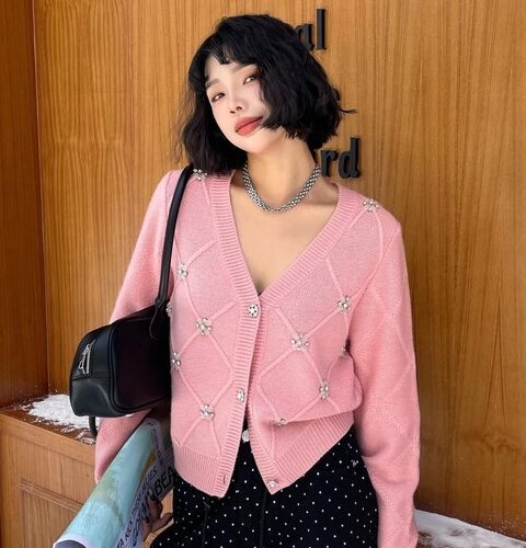 A close-up of a technically complex knit pattern